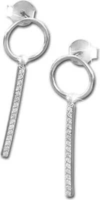 Image de SilberDream blanc Boucles d'oreilles tige zirconium Femme 925 Argent Boucles d'oreilles GSO479W