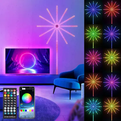 Immagine prodotto di 100cm Smart Bluetooth ha portato striscia di fuochi d'artificio, USB ha portato striscia nastro musica Sync colore cambiando partito luce autoadesiva striscia di luce con telecomando