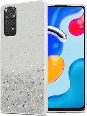 Produktbild von Cadorabo Hülle für Xiaomi RedMi NOTE 11 4G / 11S 4G in Transparent mit Glitter Schutzhülle aus flexiblem TPU Silikon mit funkelnden Glitter Case Cover Etui Handy Hülle