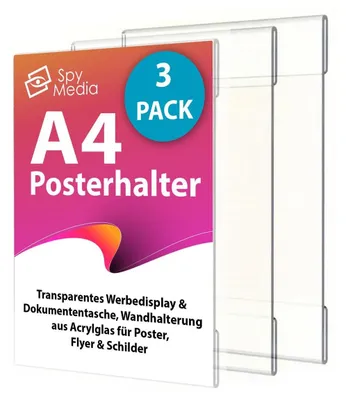 Produktbild von Acryl Tischaufsteller A4, 3er Set, transparent, für Restaurant und Büro