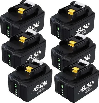 Produktbild von Ersatzbatterie, 8000mAh Kapazität, 18V Kompatibilität, 6STK 8.0Ah