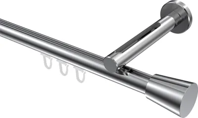 Produktbild von Interdeco Innenlaufstange / Gardinenstange mit Innenlauf Chrom, Typ Siteno Sitra (Konus), 20 mm Ø 1-läufig, 240 cm