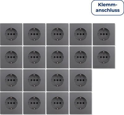 Produktbild von 18x Schutzkontakt-Steckdose McPower "Shallow", 250V/16A, UP, Klemmanschluss, anthrazit, matt