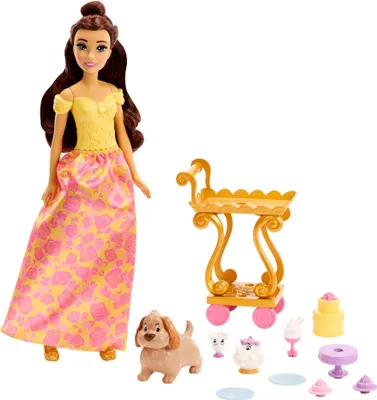 Produktbild von Disney Princess Spielzeug, Belles Teewagen Puppe und Spielset