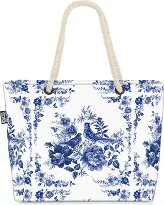 Produktbild von VOID Fasan Blumenbukett Strandtasche Shopper 58x38x16cm 23L XXL Einkaufstasche Tasche Reisetasche Beach Bag