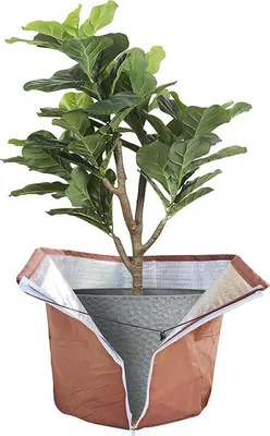 Produktbild von Topfschutz Pflanzen Winter 45 x 50 cm, Thermo Topfschutz fš¹r Pflanzen mit Rei?verschluss und Kordelzug, Winterschutz fš¹r Kš¹belpflanzen, Pflanzen Wurzeln Halten Warm.
