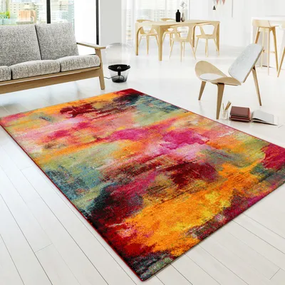 Produktbild von Teppich Wohnzimmer Schlafzimmer Jugendzimmer Kurzflor Modern Vintage Bunt Abstrakte Muster Grösse 120x170 cm