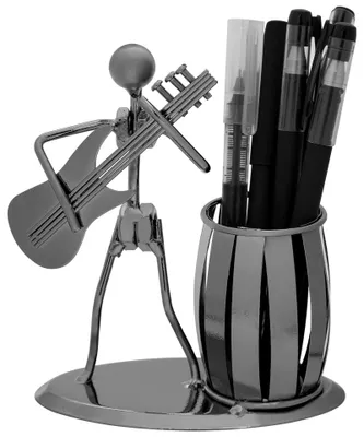 Image de Porte-crayons en métal en forme de guitare, organiseur de bureau, accessoire de bureau créatif, cadeau pour les enseignants