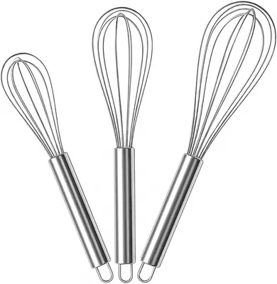 Productafbeelding van Garde - Set van 3 - Roestvrij staal - 8 inch - 10 inch - 12 inch - Rvs ballongarde - Keukengarde - Zilver