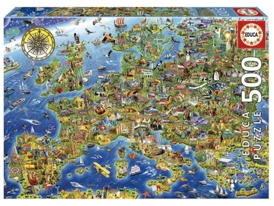 Zdjęcie produktu dla Educa Crazy European Map, 500 szt., Mapy, 10 lat(a)