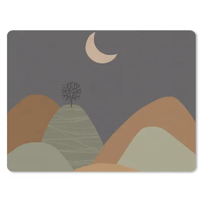 Produktbild von MuchoWow® Mauspad Mousepad Berg - Baum - Mond - Pastell 23x19 cm - Mousepads - Maus Mat - Pad - Mausunterlage - Schreibtischunterlage - Mauspad