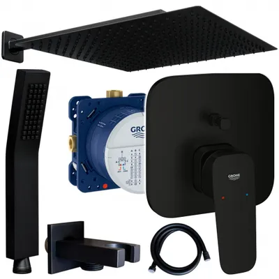 Produktbild von Grohe und Jowi Unterputz Duschsystem Schwarz, Cubeo Duscharmatur, 360x360mm Kopfbrause