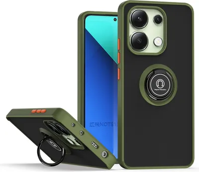 Produktbild von Hülle für Xiaomi Redmi Note 13 4G Ring Halter Ständer Matte Transluzent TPU Bumper Stoßfest Schutzhülle Grün