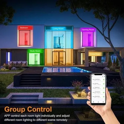Image de Plafonnier de salle de bain à intensité variable Smart LED RGB 15 W 1500 lumens 24 GHz Télécommande Wi-Fi IP54 Lampe compatible Alexa