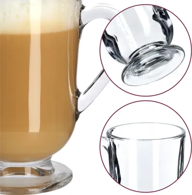 Image de Verres à café pour latte et thé - Tasses en verre - Lot de 12 pièces - 300 ml - Avec anse - Transparent