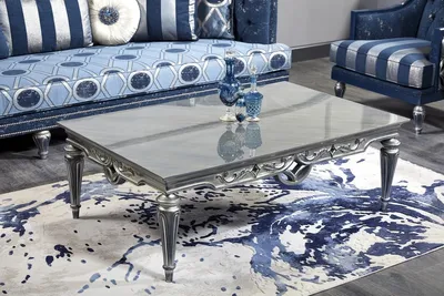 Zdjęcie produktu dla Casa Padrino barokowy stolik kawowy srebrny 143 x 94 x h. 44 cm - stolik do salonu w stylu barokowym