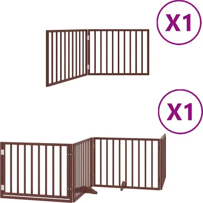 Obrázok produktu pre vidaXL 6-dielna brána pre psov s dvierkami Skladacia hnedá 480 cm topoľové drevo