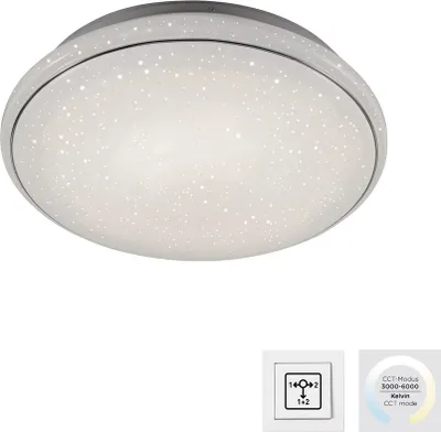 Produktbild von JUST LIGHT LED Deckenlampe JUPITER Sternenhimmeloptik 3 Stufen CCT (3000K,4000K,5000K) einstellbar, Warmweiß-Neutralweiß-Kaltweiß weiß Wohnbereich, z.B. Wohnzimmer, Schlafzimmer, Flur, Büro & Arbeitszimmer