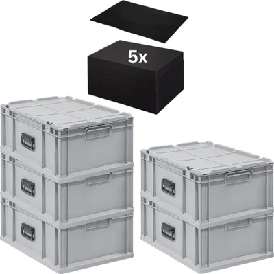 Produktbild von SparSet Eurobox 5x NextGen Portable mit Rasterschaumstoff & Schaumstoffeinlage  Germany | HxBxT 23,5x40x60cm | 44 Liter | Eurobehälter, Transportbox, Transportbehälter, Stapelbehälter