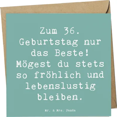 Produktbild von Mr. & Mrs. Panda Deluxe Karte Spruch 36. Geburtstag - Meeresbrise - Geschenk, Geburtstagsspruch, einzigartig, faltkarte, doppelkarte, herzlicher, Geburtstagsgeschenk