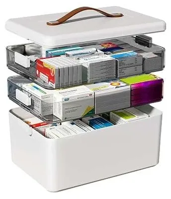 Zdjęcie produktu dla Pudełko na lekarstwa 4 poziomy ABS organizer apteczka domowa uchwyt