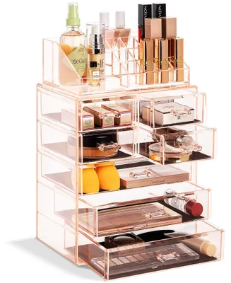Make-up-Organizer aus Acryl, 7 Schubladen, Rosa
