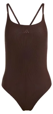 Produktbild von adidas Damen Iconisea Ribbed Padded Thin Straps Swimsuit Swimwear, Aurora Coffee