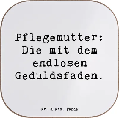 Produktbild von Mr. & Mrs. Panda untersetzer bedruckt Pflegemutter Geduld - Weiß - Geschenk, Stärke, Geschenke, Personalisierter Bierdeckel, Familienmitglieder, Pflegekind, Pflegekinder