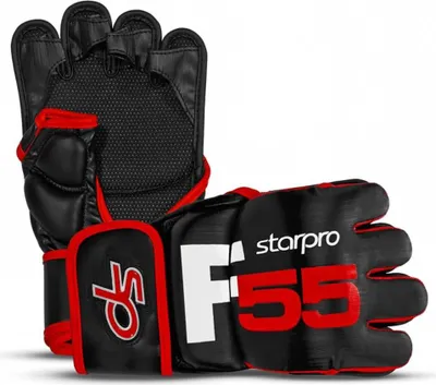 Produktbild von Starpro Fusion MMA-Handschuhe L-XL | Cronos Premium Kunstleder | Schwarz Rot | Professionelles MMA-Sparring, Kickboxen, Boxsacktraining und Fitness für Männer und Frauen