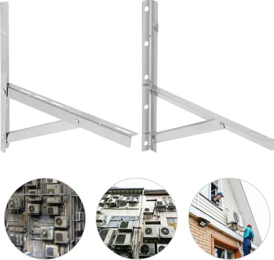 Zdjęcie produktu dla Wspornik ścienny do jednostki zewnętrznej klimatyzacji - Wspornik 2 sztuki - Stal nierdzewna 201 - Maks. 200 kg - 30,5 cm - Grubość 1,6 mm