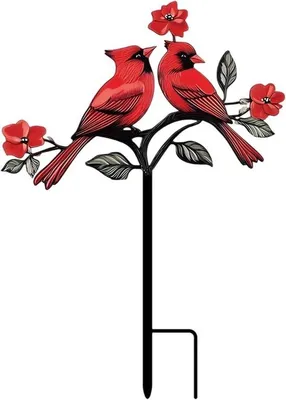 Productafbeelding van Decoratieve Tuinpaal - Buiten Decoratie - Tuin Aankleden - Vogel Ontwerp - 35 cm Hoog - Metaal