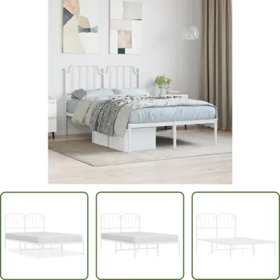 Produktbild von The Living Store Bettgestell mit Kopfteil Metall Weiß 120x200 cm