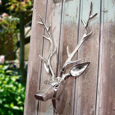 Produktbild von Kopfbüste als Wanddekoration, Groß, Hirsch, Wanddeko, Aluminium