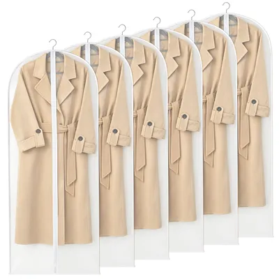 Productafbeelding van Set van 6 Doorshijnende Kledingzakken, 60 x 140 cm, Voor Bescherming van Kleding