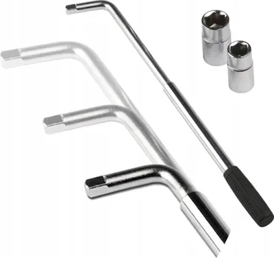 Immagine prodotto di Dunlop Chiave per dadi ruota regolabile 34-55CM Incl. 2 tappi: 17/19mm-21/23mm Acciaio Argento/Nero