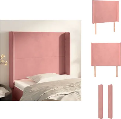 Produktbild von vidaXL Kopfteil mit Ohren Rosa 103x16x118/128 cm Samt -  Kopf- & Fußenden