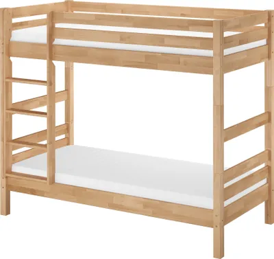 Produktbild von Breites Etagenbett Massivholz Buche 100x200 Stockbett mit wählbarem Zubehör V-60.17-10Rollrost und Matratze inkl.