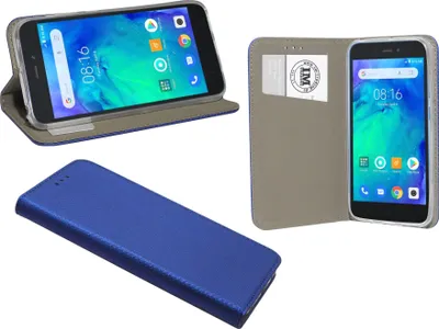 Immagine prodotto di cofi1453® Custodia a libro "Smart" compatibile con XIAOMI REDMI GO cover per cellulare custodia protettiva con funzione stand, slot per carte di credito blu