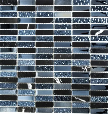 Produktbild von Mosaikfliese Transluzent grau schwarz Stäbchen Glasmosaik Crystal Stein grau schwarz MOS87-0302_f