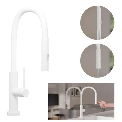 Produktbild von PRIMAGRAN Küchenarmatur 6030 FLEX, 360° drehbar, Hochdruckarmatur, mit flexiblem Auslauf, Edelstahl Weiß