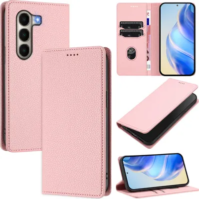 Produktbild von Litchi Leder Handyhülle für itel A95 5G Wallet Kartenfächer Standfunktion Hülle Pink