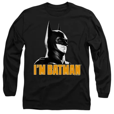 Obrázok produktu pre Tričko s nápisom "I'm Batman" zo seriálu The Flash, uni, dlhý rukáv, model TV39797 (veľkosť XL), čierna farba