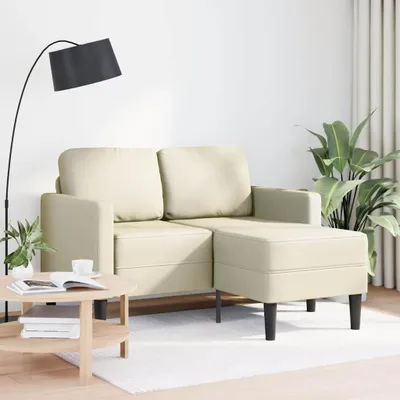 Obrázok produktu pre vidaXL 2-miestna pohovka s lehátkom v tvare L krémová 125 cm Imitácia kože