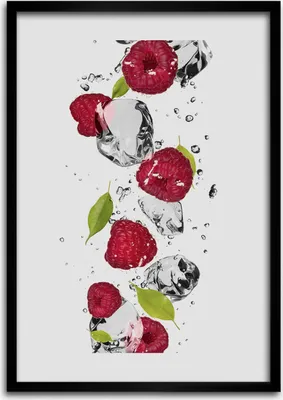 Produktbild von Bild - Bilderrahmen - Foto - 70 cm x 100 cm - MDF - Rahmen - Wandkunst - Himbeere und Wasser