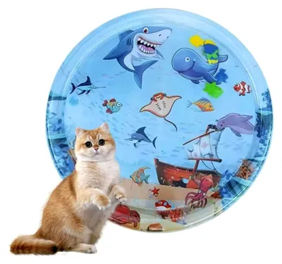 Produktbild von Φ100cm Sensorische Wassermatte für Katzen, Wassermatte für den Sommer, Wassersensorische Spielmatte, Verdickte 55 Seiden Spielwasser-Sensormatte für kleine Hunde und Katzen