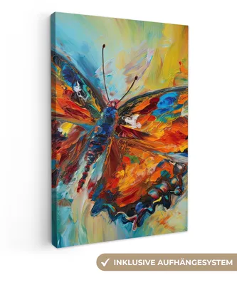 Obrázok produktu pre MuchoWow® - Plátno - Motýľ - Farby - Umenie - Maľba, nástenný obraz, nástenné dekorácie, obývacia izba, 80x120cm