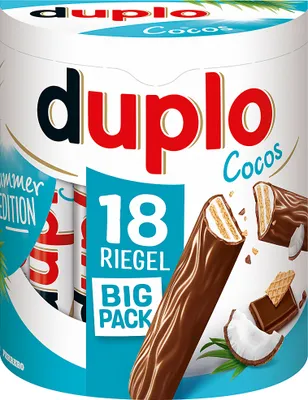 Obrázek produktu pro Duplo Plnotučné kokosové oplatky 18 tyčinek s kokosovým mléčným krémem 327g