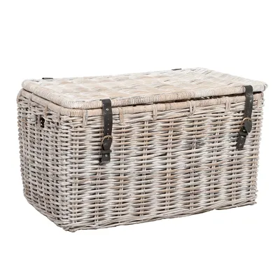 Produktbild von Rattan Truhe RESSY White Wash ca.70cm Couchtisch