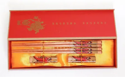 Produktbild von 004 Asia Essstäbchen Set Bänkchen Holz Geschenkbox 2 Pers Geisha