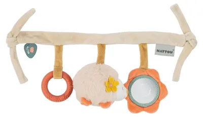 Imagen del producto de Juguete de peluche Nattou para colgar, erizo Zoë, con sonajero y otros accesorios